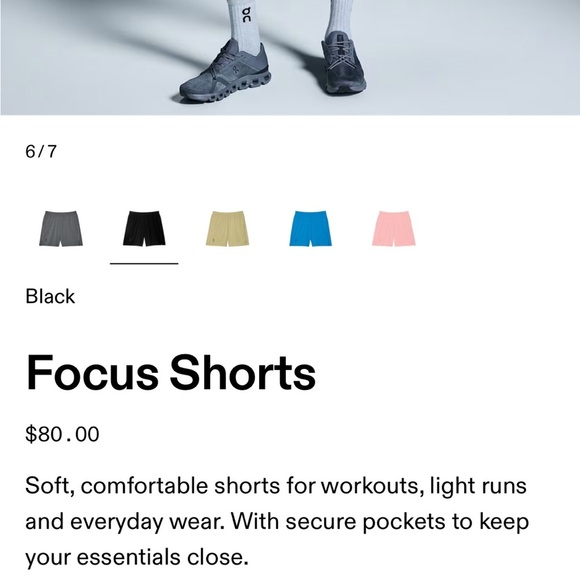 NEW On Cloud Focus Shorts - Long Inseams with Pockets - Picture 7 of 7